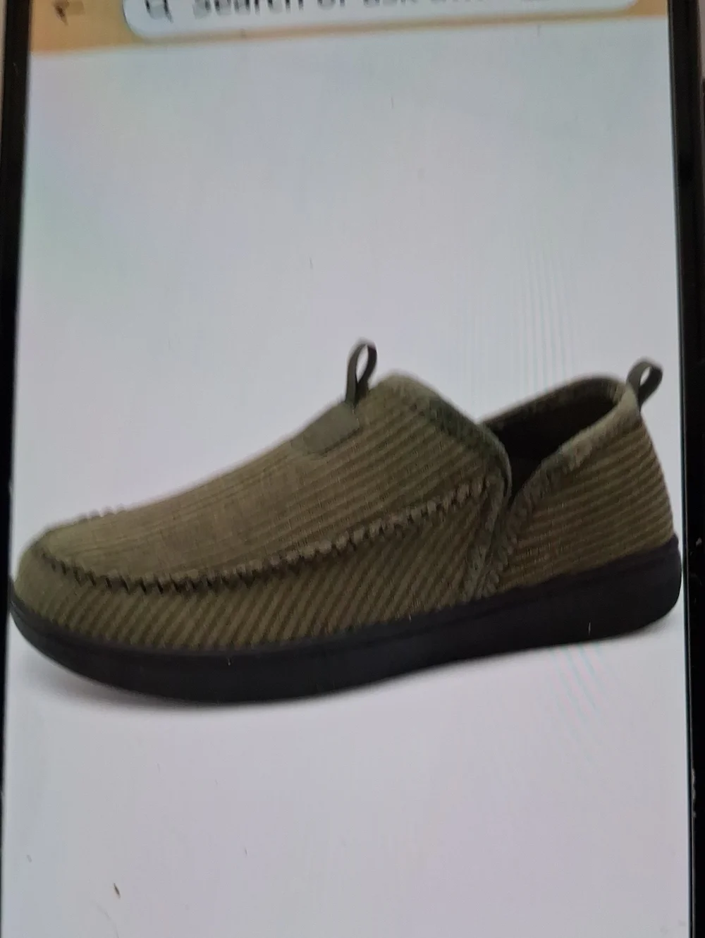 NWT Men's Olive Corduroy Slip-On House Shoes